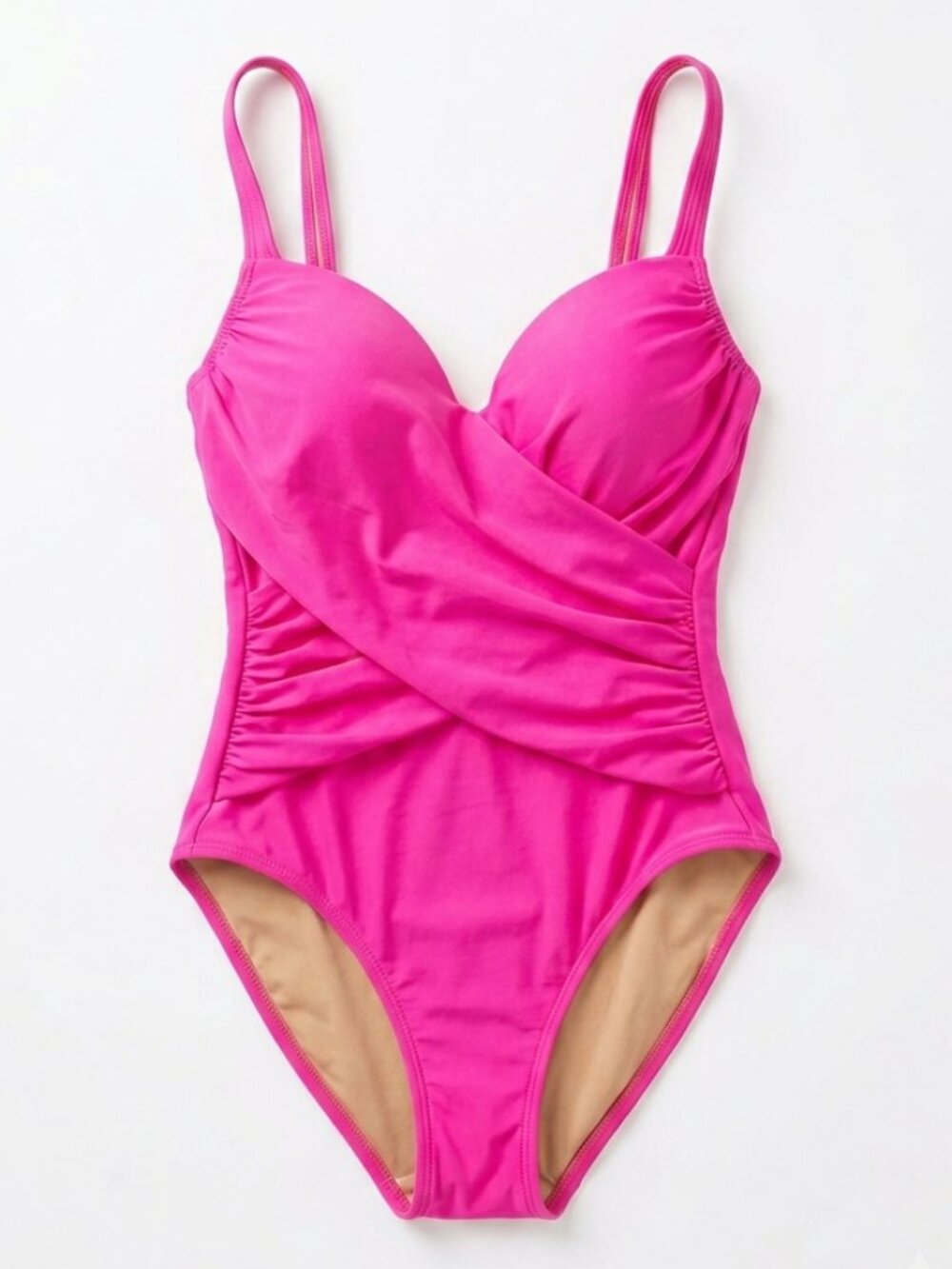 GOTTEX Tutti Frutti Hot Pink Ruched One-Piece Swimsuit Size 10